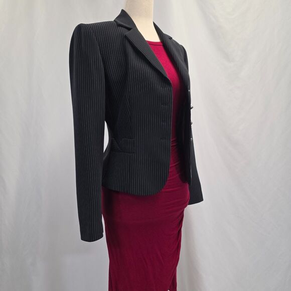 Tahari Four Button Pin Striped Blazer Size 4 Petite - Picture 7 of 11